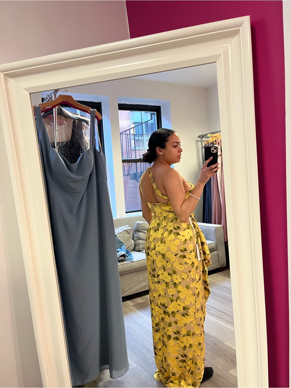 Jenny Yoo Yellow Floral One-Shoulder Maxi Dress - Picture 4 of 4